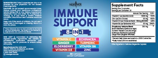 New Age 8 in 1 Immune Support Capsules | Echinacea & D

