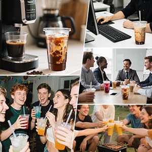 Clear Plastic Cups with Lids and Straws | Leak-Proof PET

