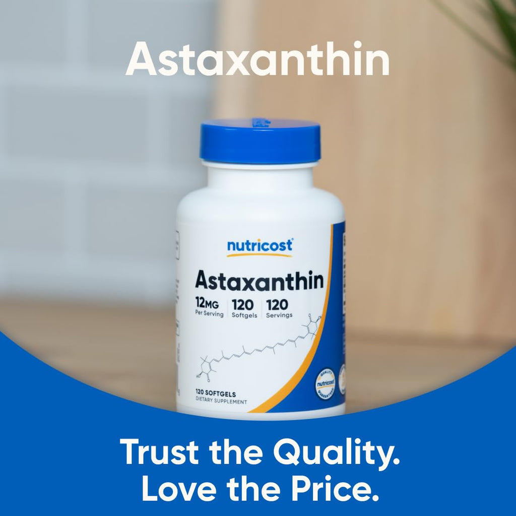 Nutricost Astaxanthin 12mg Softgels | Non-GMO Gluten Free

