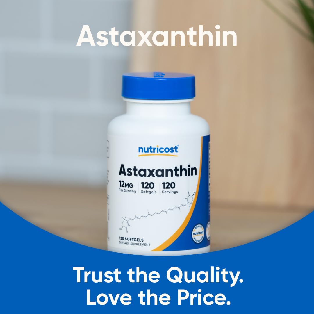 Nutricost Astaxanthin 12mg Softgels | Non-GMO Gluten Free


