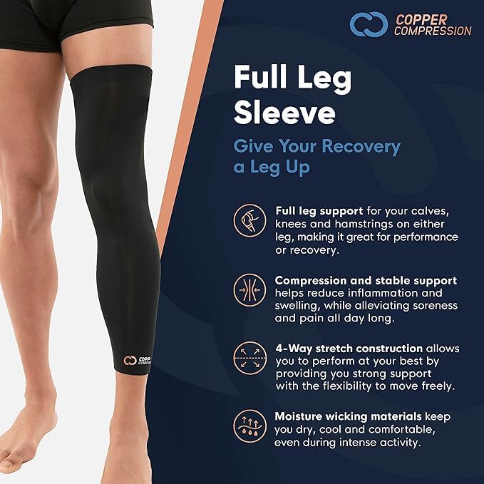 Copper Compression Leg Sleeve Copper Infused Knee Support

