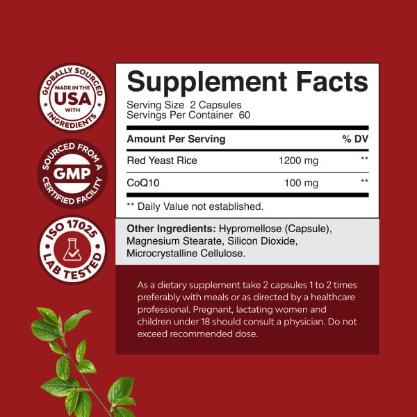 Natures Craft Red Yeast Rice CoQ10 Supplement for Heart Health

