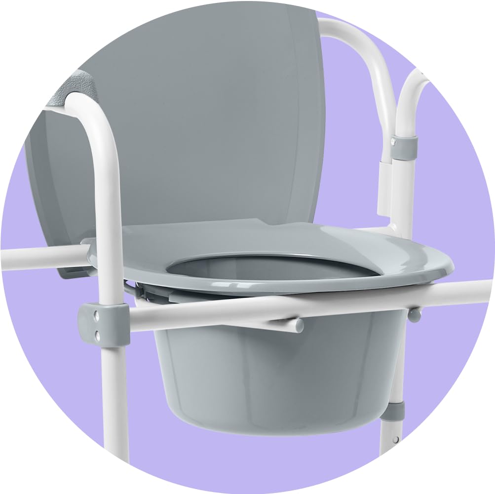 Medline 3-in-1 Steel Bedside Commode - Folding Frame

