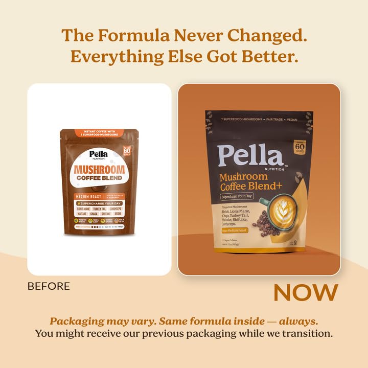 Pella Nutrition Mushroom Coffee with Superfood Mushrooms – Instant

