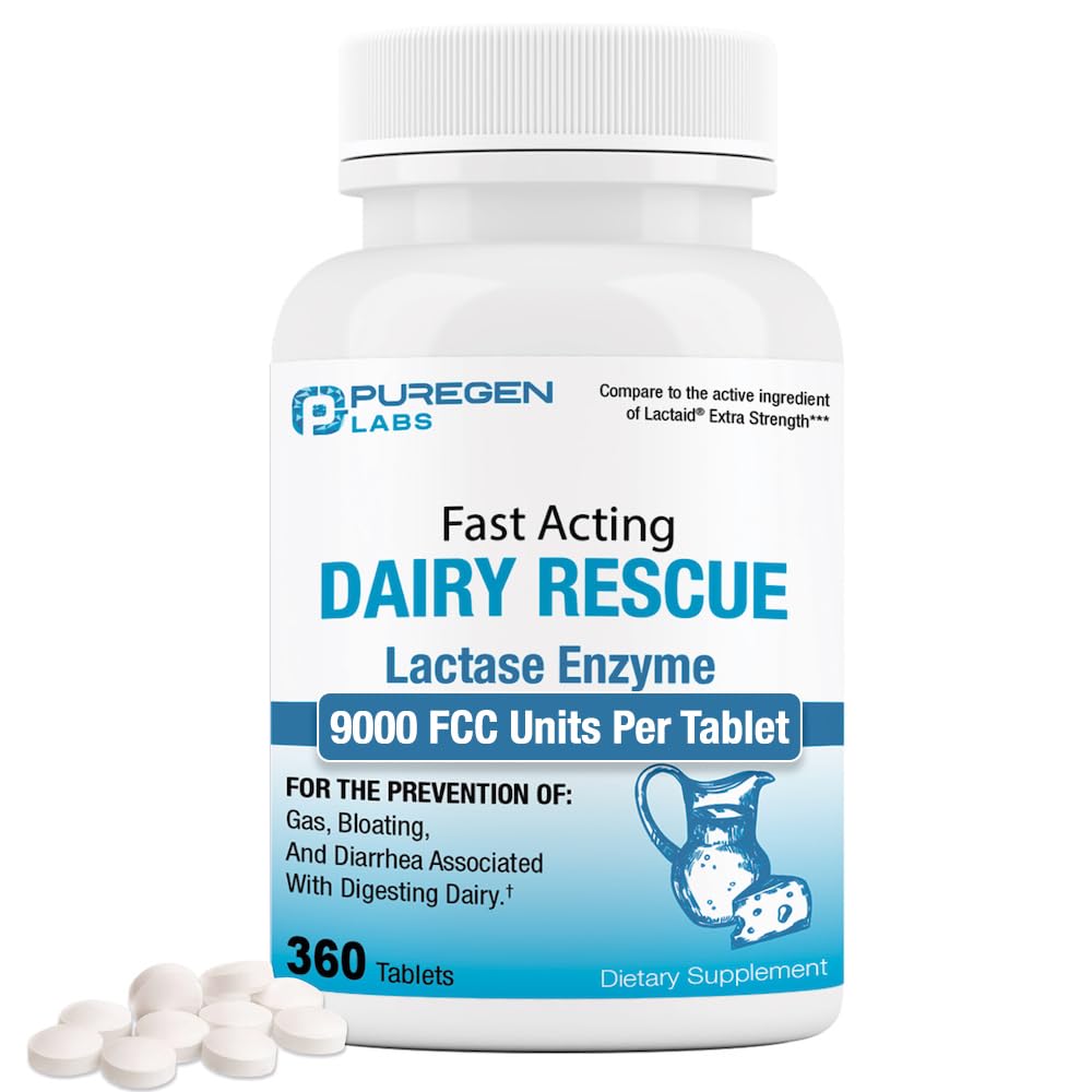 Puregen Labs Dairy Relief Lactase Enzyme Supplement

