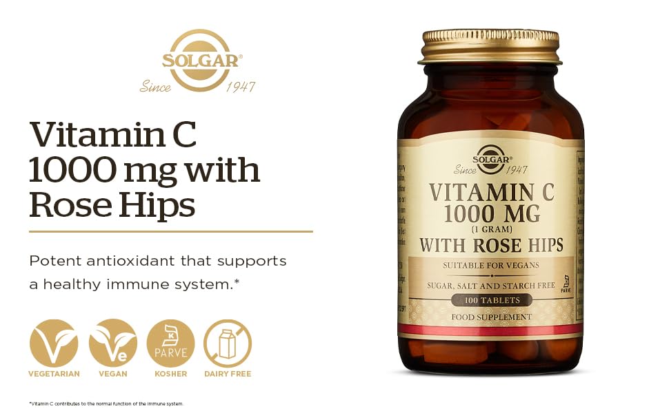 Solgar Vitamin C 1000 mg with Rose Hips | Immune Support

