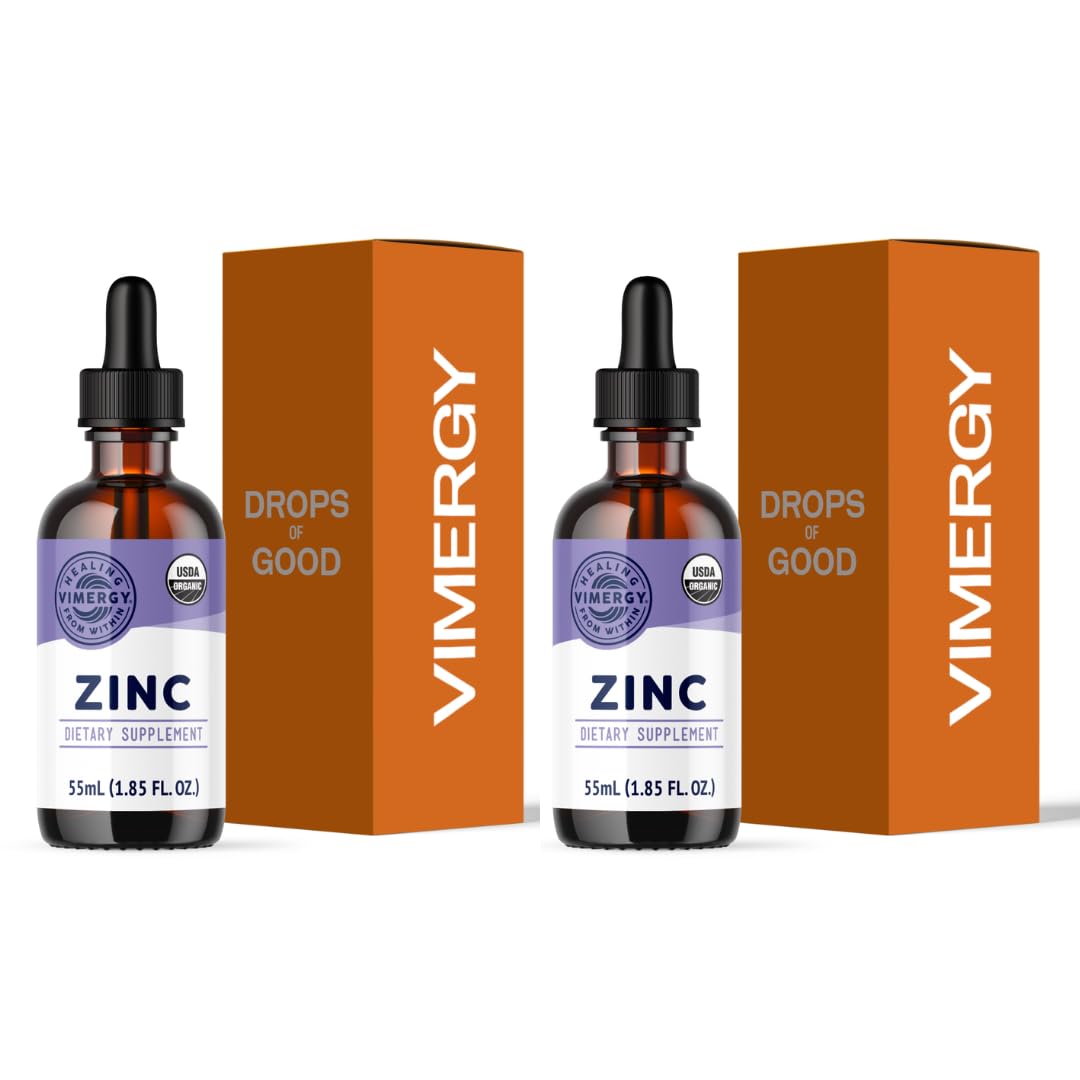 VIMERGY Liquid Zinc Supplement for Immune Support – 7.5 mg per serving, USDA Organic, Vegan