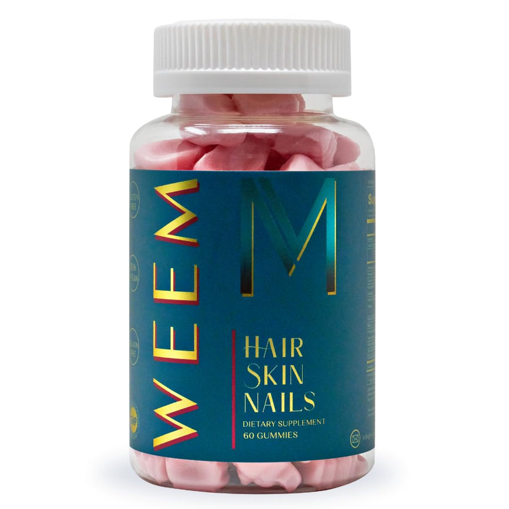 WEEM Hair Skin Nails Gummies - Vegan Biotin Vitamins for Healthy Hair & Nails