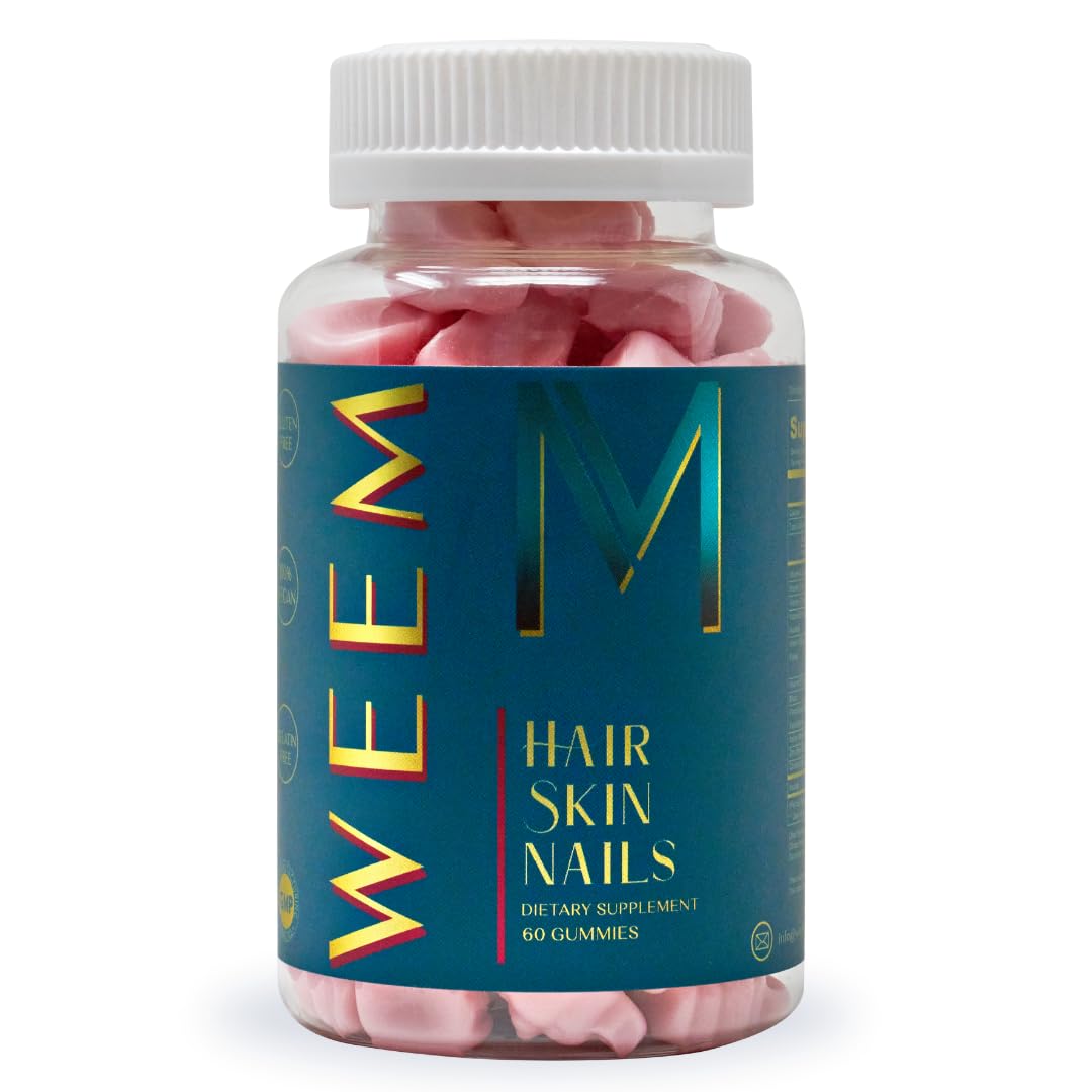 WEEM Hair Skin Nails Gummies - Vegan Biotin Vitamins for Healthy Hair & Nails