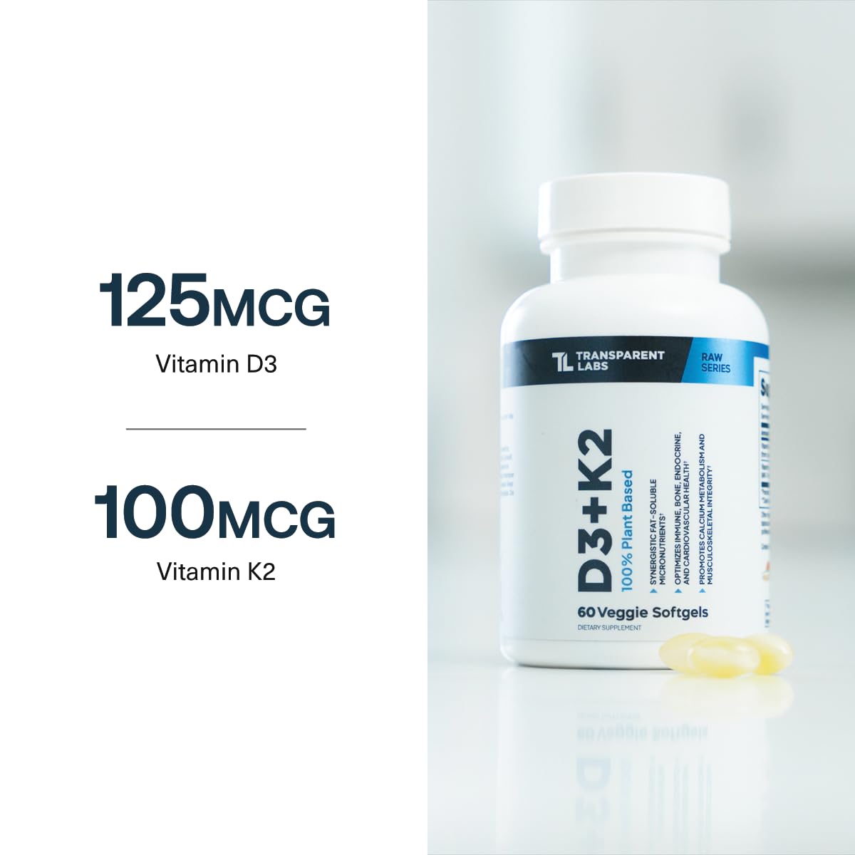 Transparent Labs Vitamin D3 K2 Supplement | Immune & Bone

