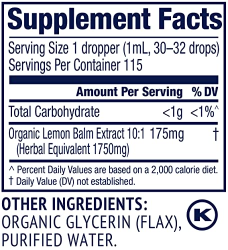 Vimergy Lemon Balm Tincture – USDA Organic & Alcohol-Free

