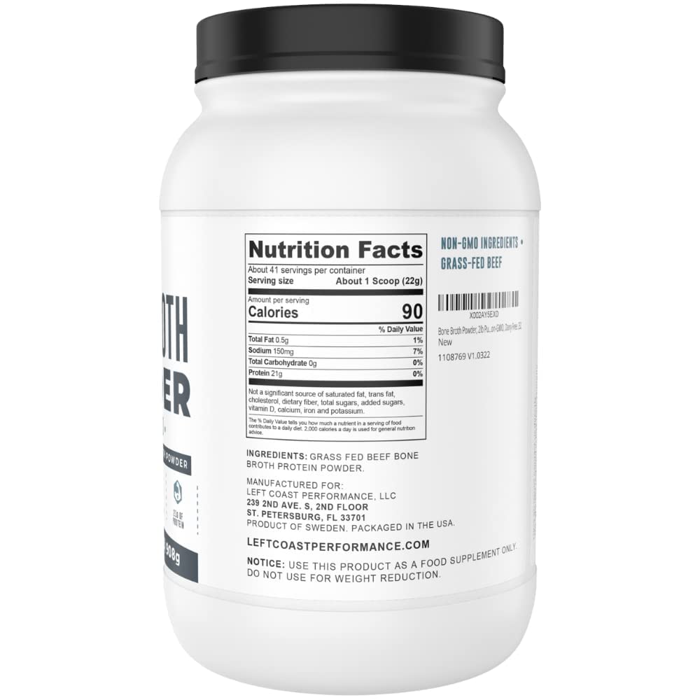 Left Coast Bone Broth Protein Powder – Grass-Fed Beef

