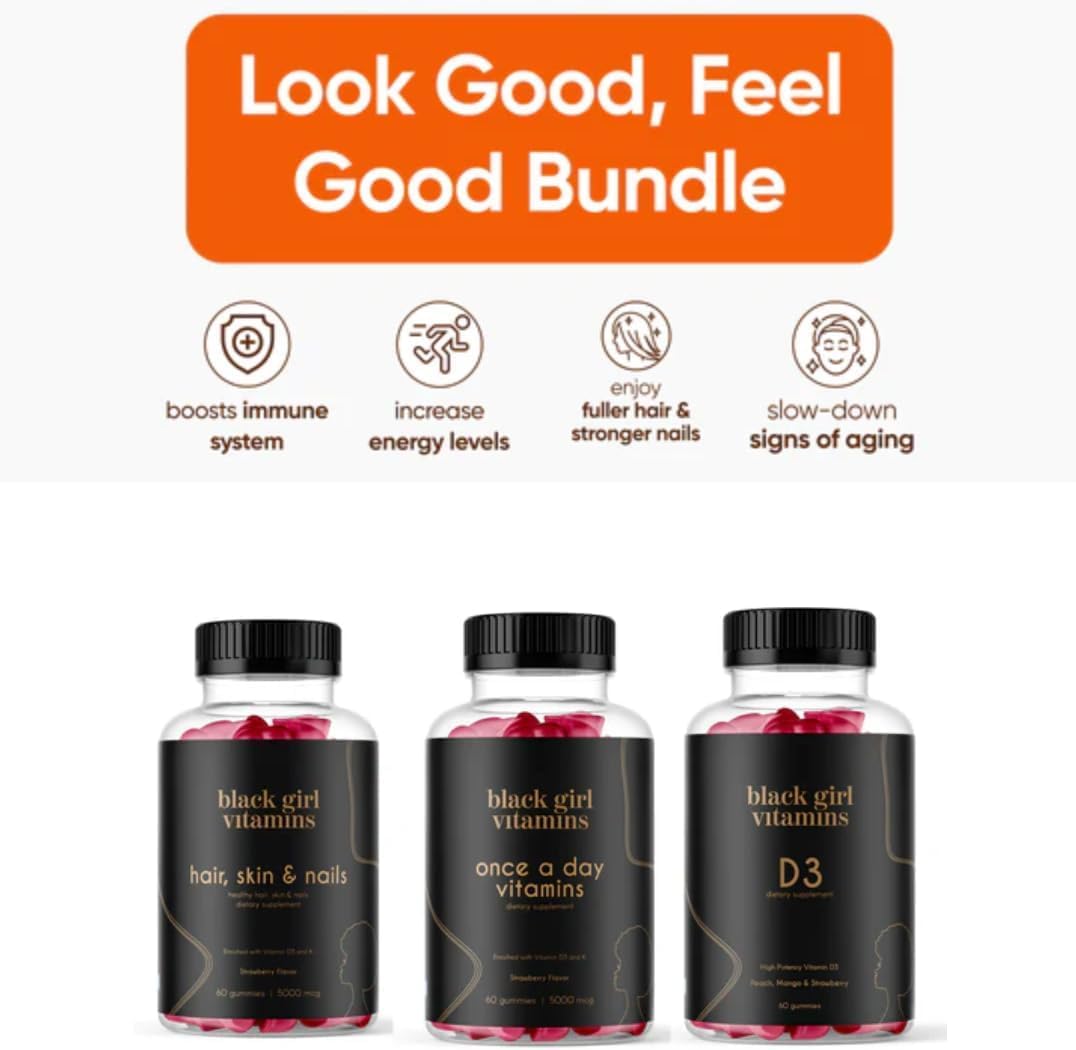 Black Girl Vitamins Hair Skin Nails Vitamin D & Multivitamin

