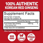 Herbtonics Korean Red Panax Ginseng 1500mg - Energy & Focus

