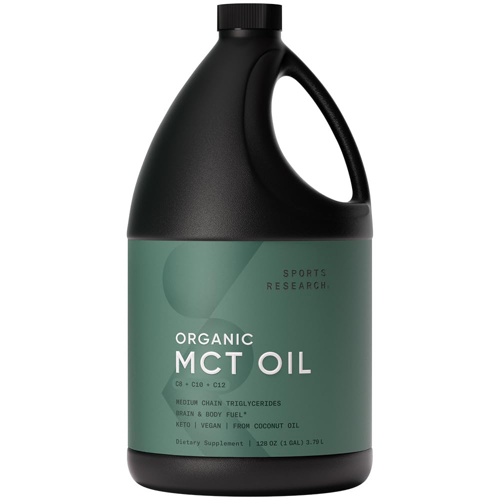 Sports Research Organic MCT Oil - Keto & Vegan from Coconut, Flavorless