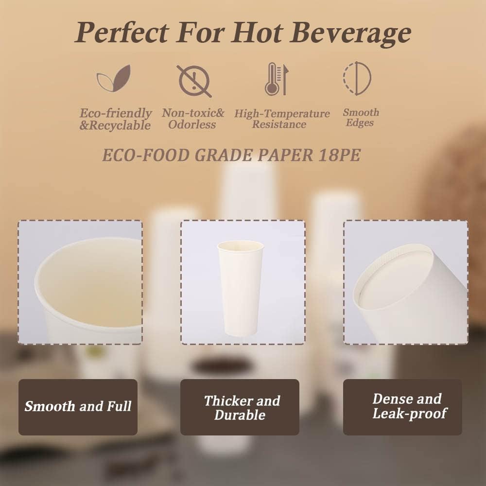 Lamosi Disposable Paper Cups for Hot and Cold Beverages

