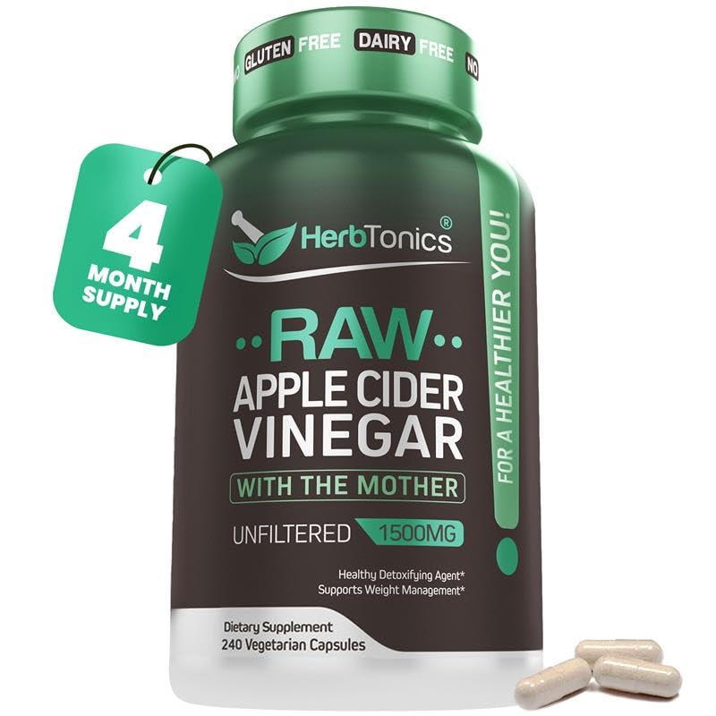 Apple Cider Vinegar Capsules Herbtonics 1500mg with Mother