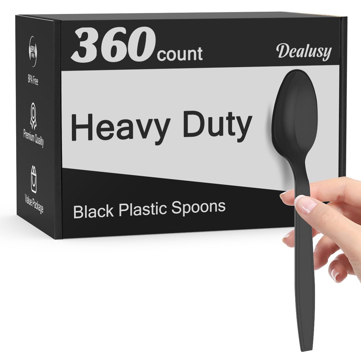 Dealusy Disposable Plastic Spoons Heavy Duty Utensils for Parties