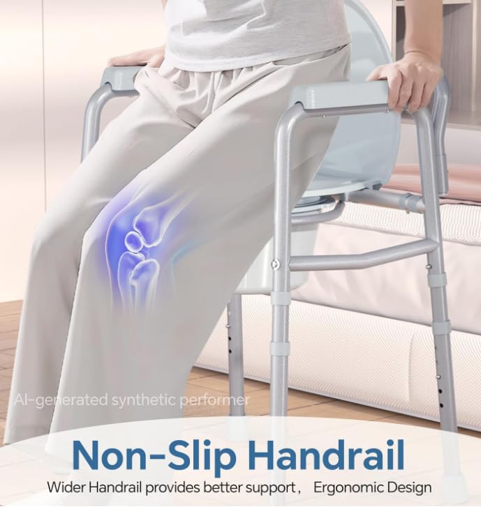 HOMLAND 3-in-1 Bedside Commode with Dual-Crossbar

