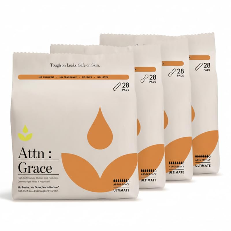 Attn Grace Ultimate Incontinence Pads for Women - Plant-Based, High Absorbency, Breathable Overnight Pads