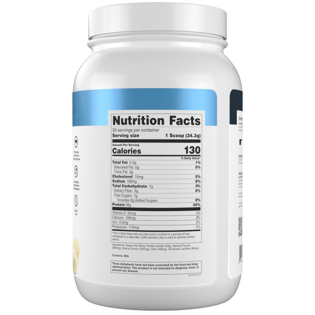 Whey Protein Isolate by Transparent Labs - 28g Protein

