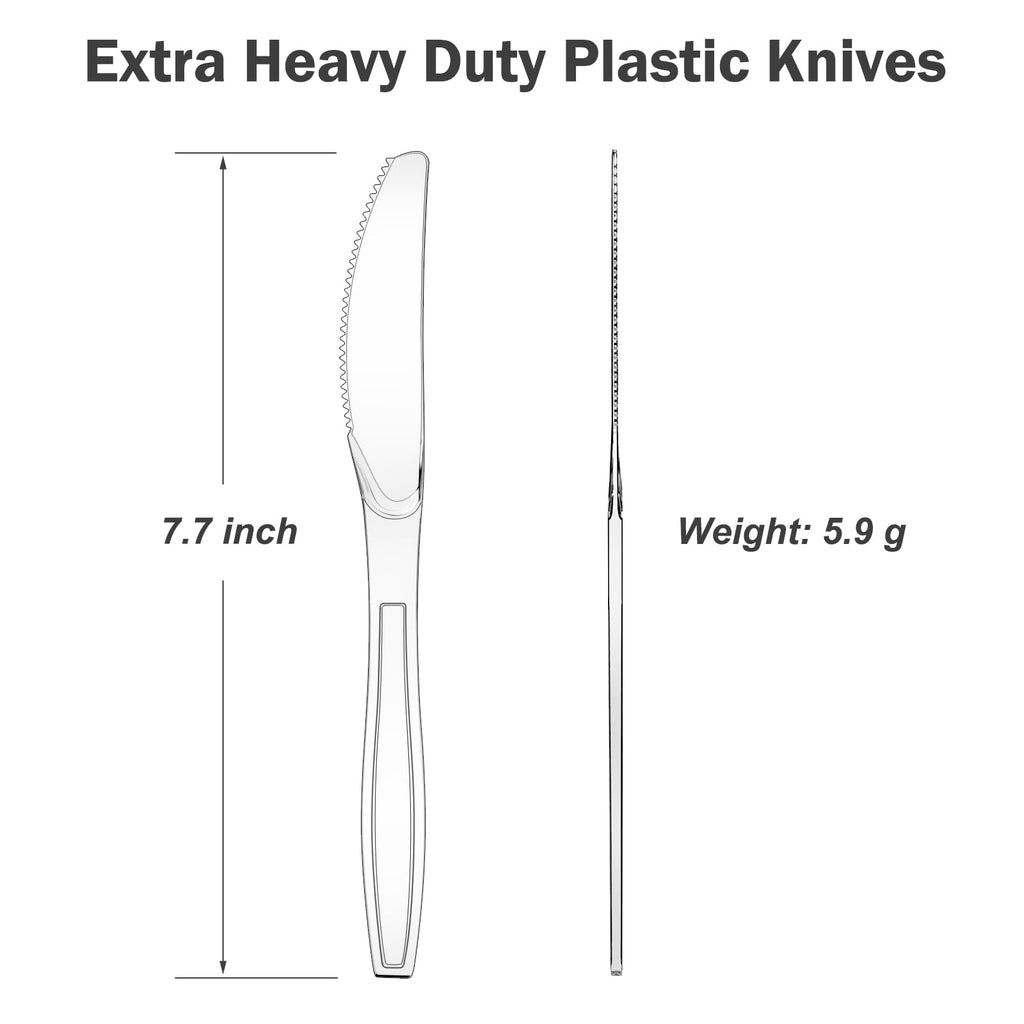 Dealusy Heavy Duty Plastic Knives Disposable - BPA-Free

