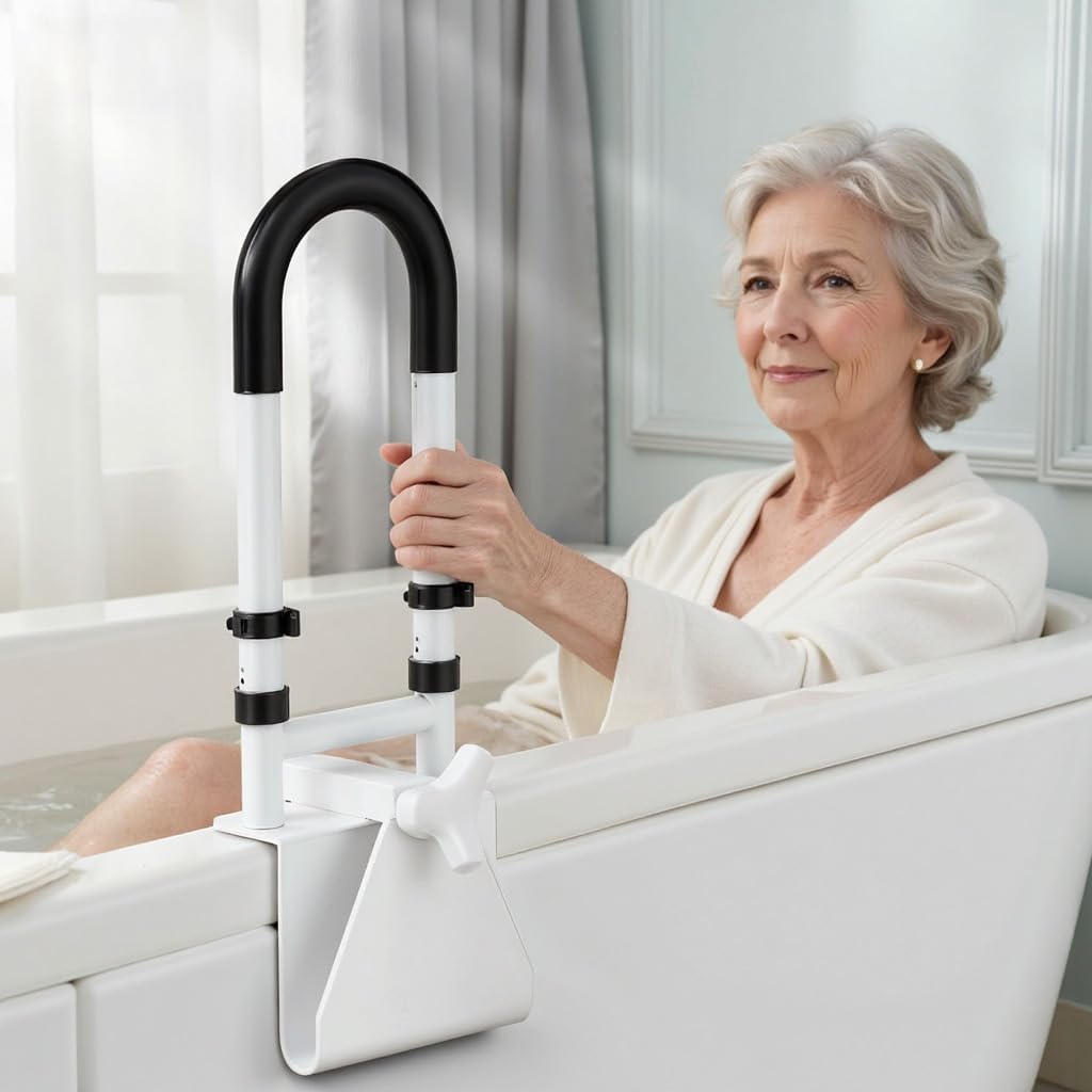 Bathtub Safety Rail Grab Bar with Non-Slip Grip for Seniors

