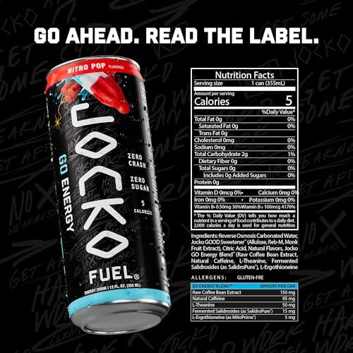 Jocko GO Energy Drinks Sugar-Free Caffeine with Adaptogens

