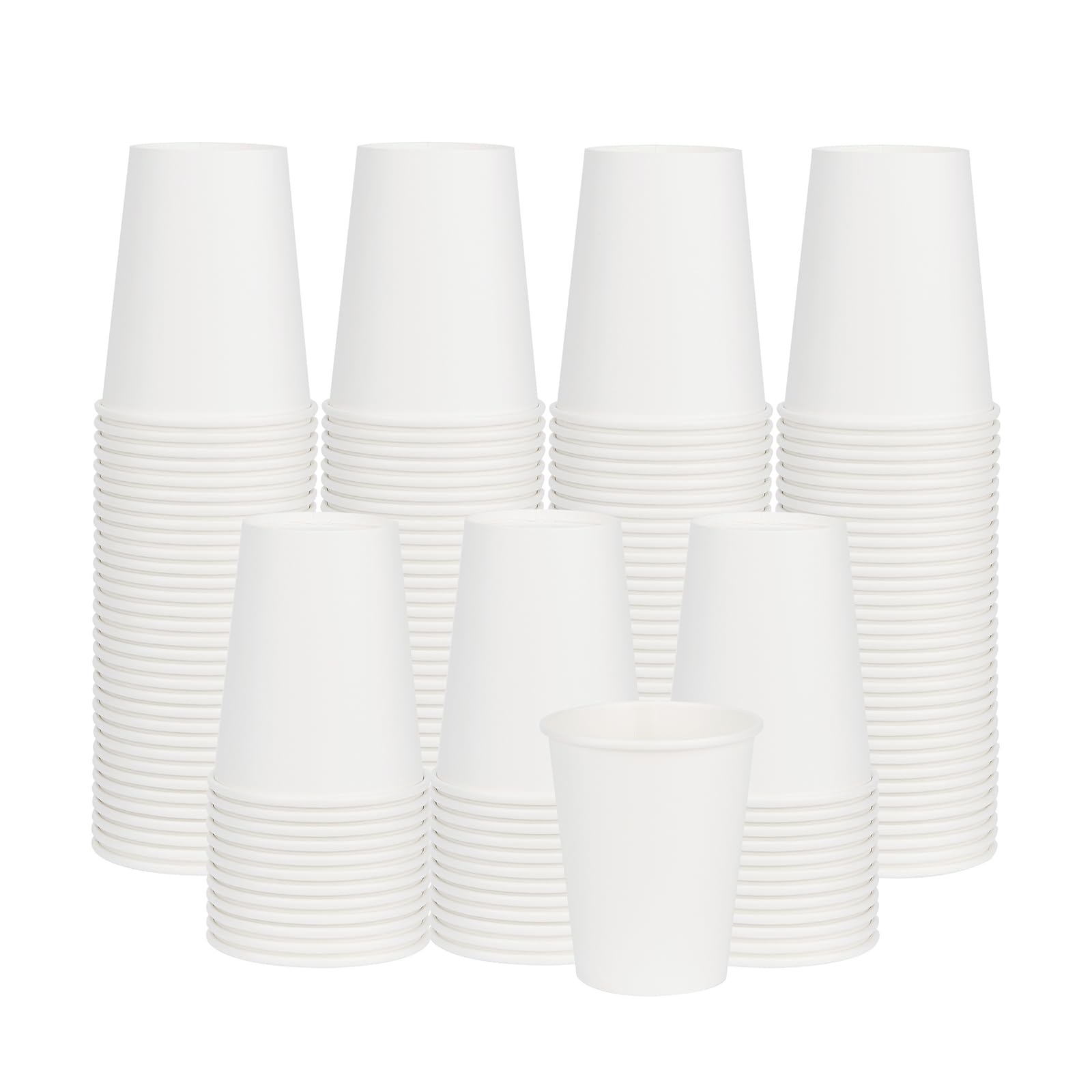 White Disposable Paper Cups for Hot Beverages with Rolled Rim