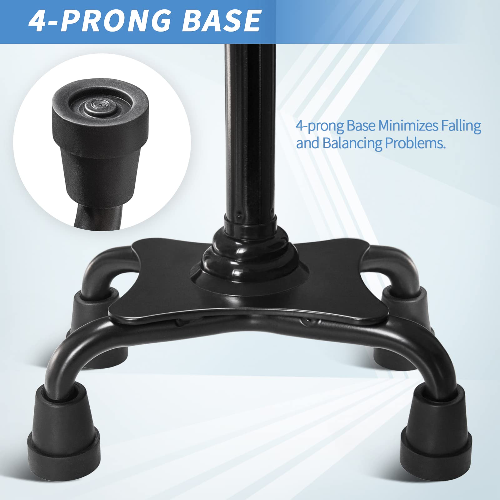 KingPavonini Adjustable Folding Walking Cane | Quad Base

