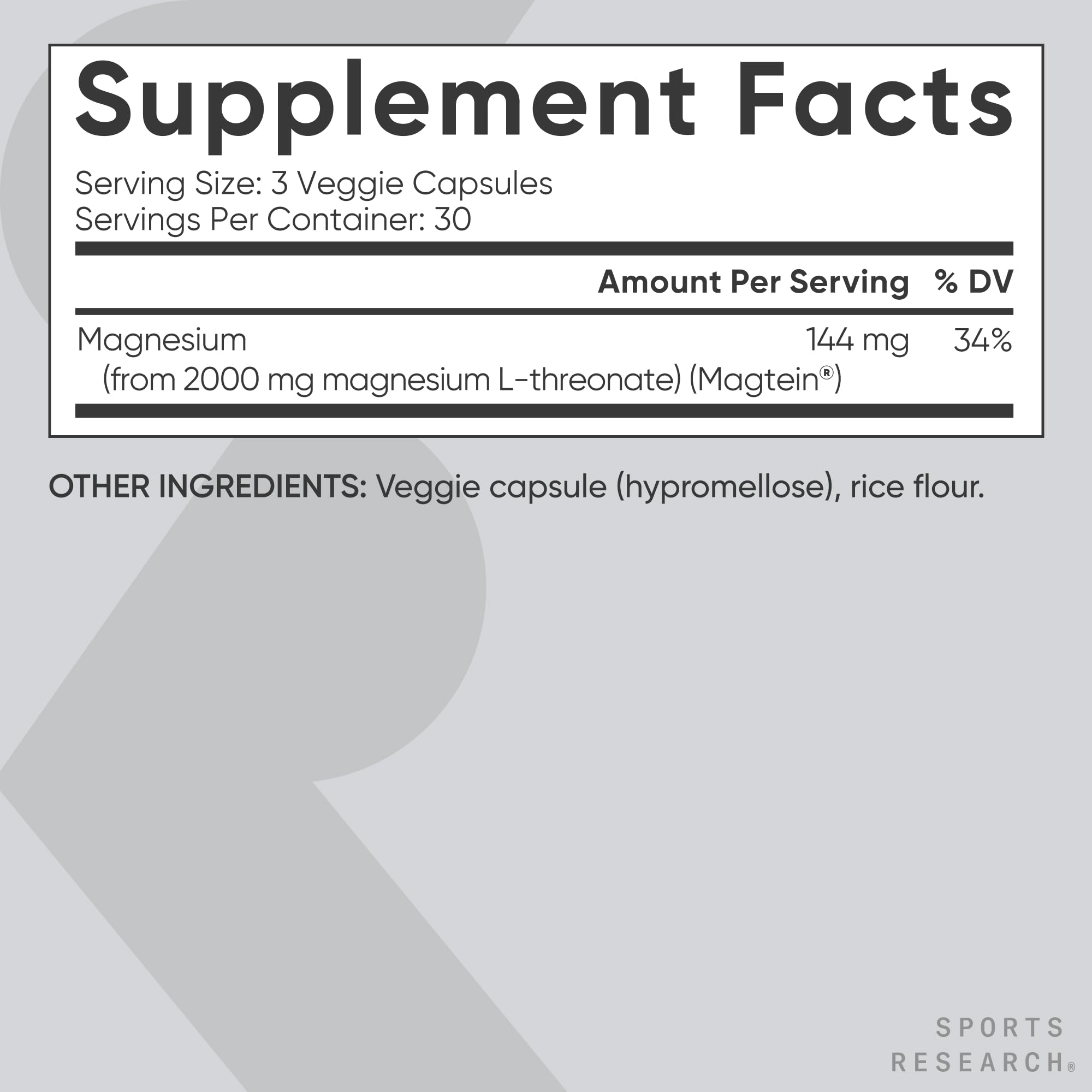 Magnesium L-Threonate Capsules by Sports Research

