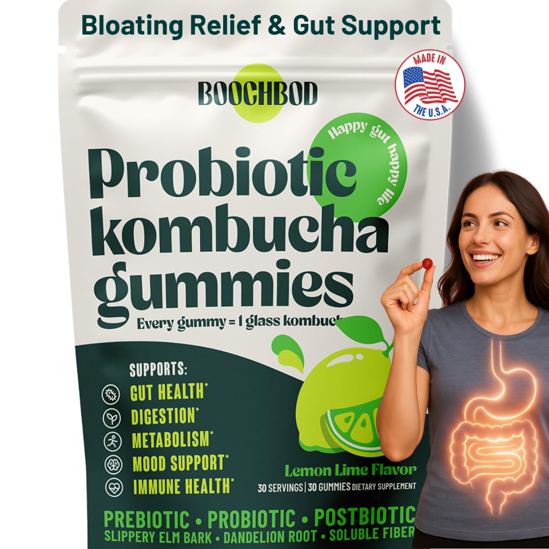 BoochBod Probiotic Kombucha Gummies for Gut Health