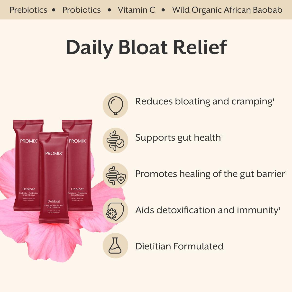 ProMix Debloat: Prebiotic & Probiotic Immune Support

