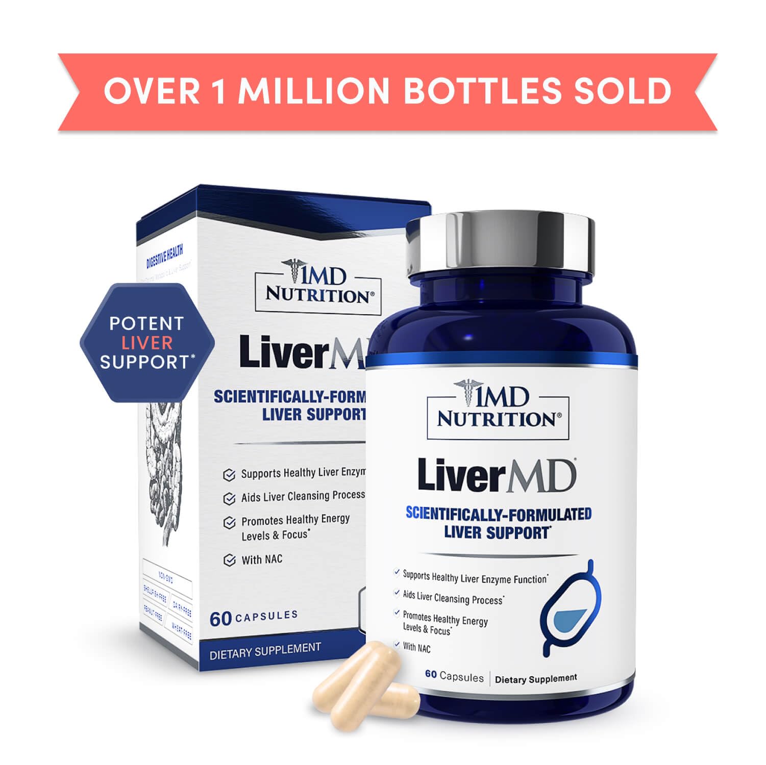 1MD LiverMD Liver Support with Siliphos Milk Thistle & NAC


