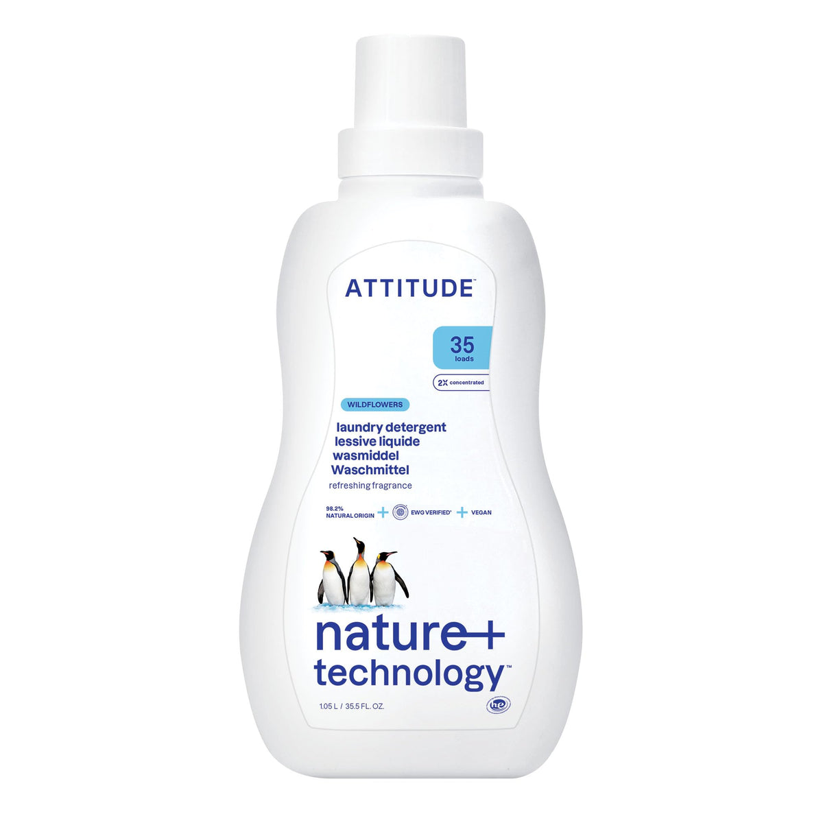 ATTITUDE Liquid Laundry Detergent Refill, EWG Verified, HE Compatible, Plant-Based & Vegan