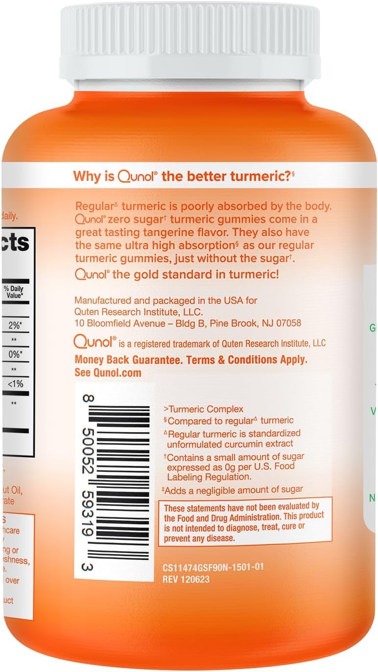 Qunol Zero Sugar Turmeric Gummies Curcumin | Joint Support

