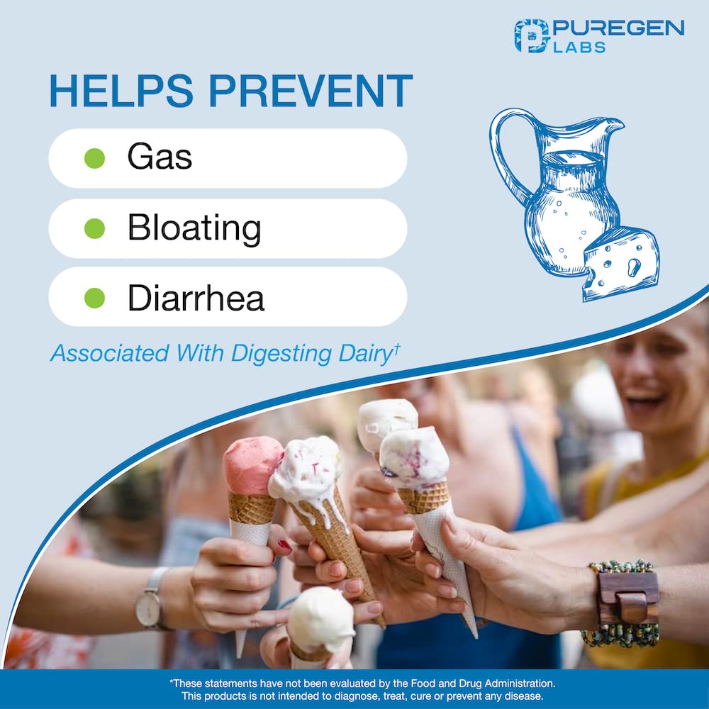 Puregen Labs Dairy Relief Lactase Enzyme Supplement


