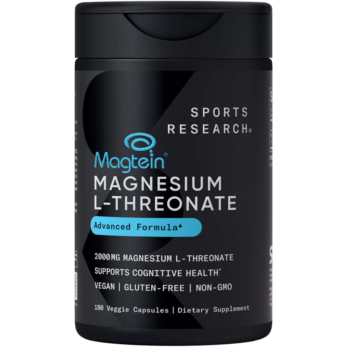 Sports Research Magnesium L-Threonate Capsules 2000mg Magtein for Brain Health