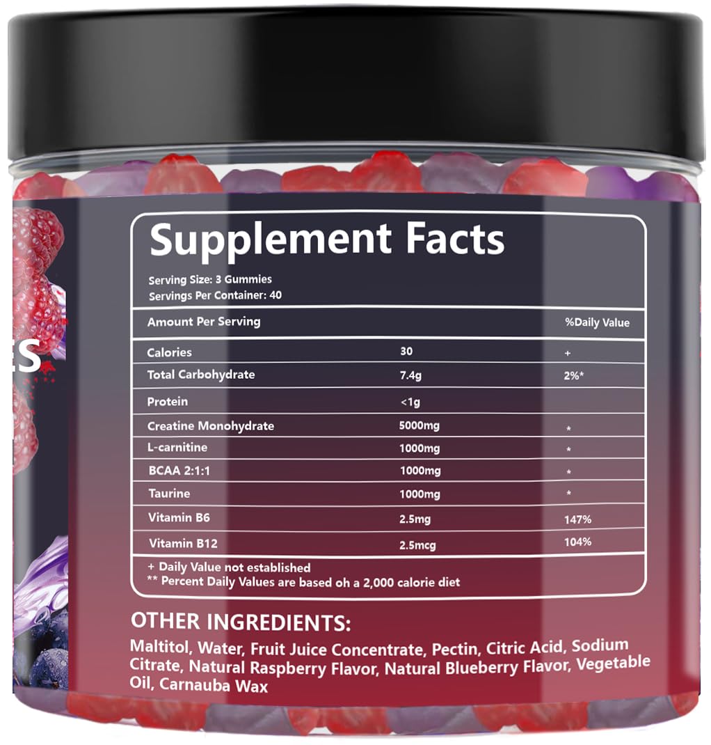 Creatine Monohydrate Gummies with Taurine & BCAA | Energy

