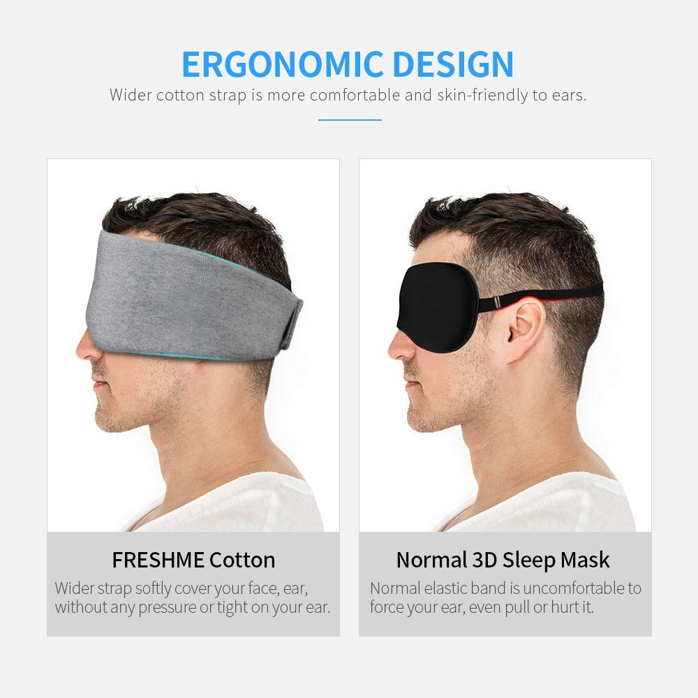 FRESHME Cotton Sleep Eye Mask - Blackout & Adjustable Strap

