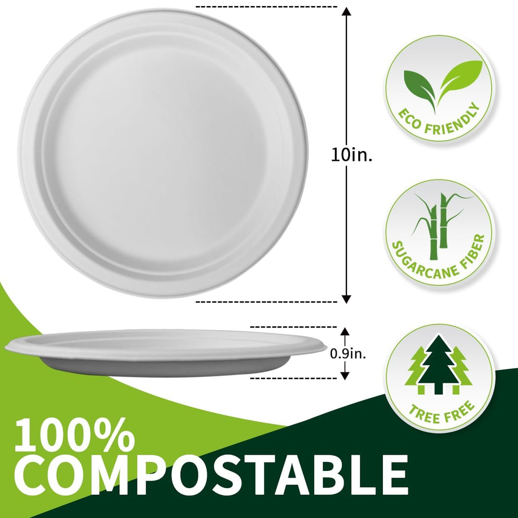 Compostable Sugarcane Paper Plates | Eco Dinnerware

