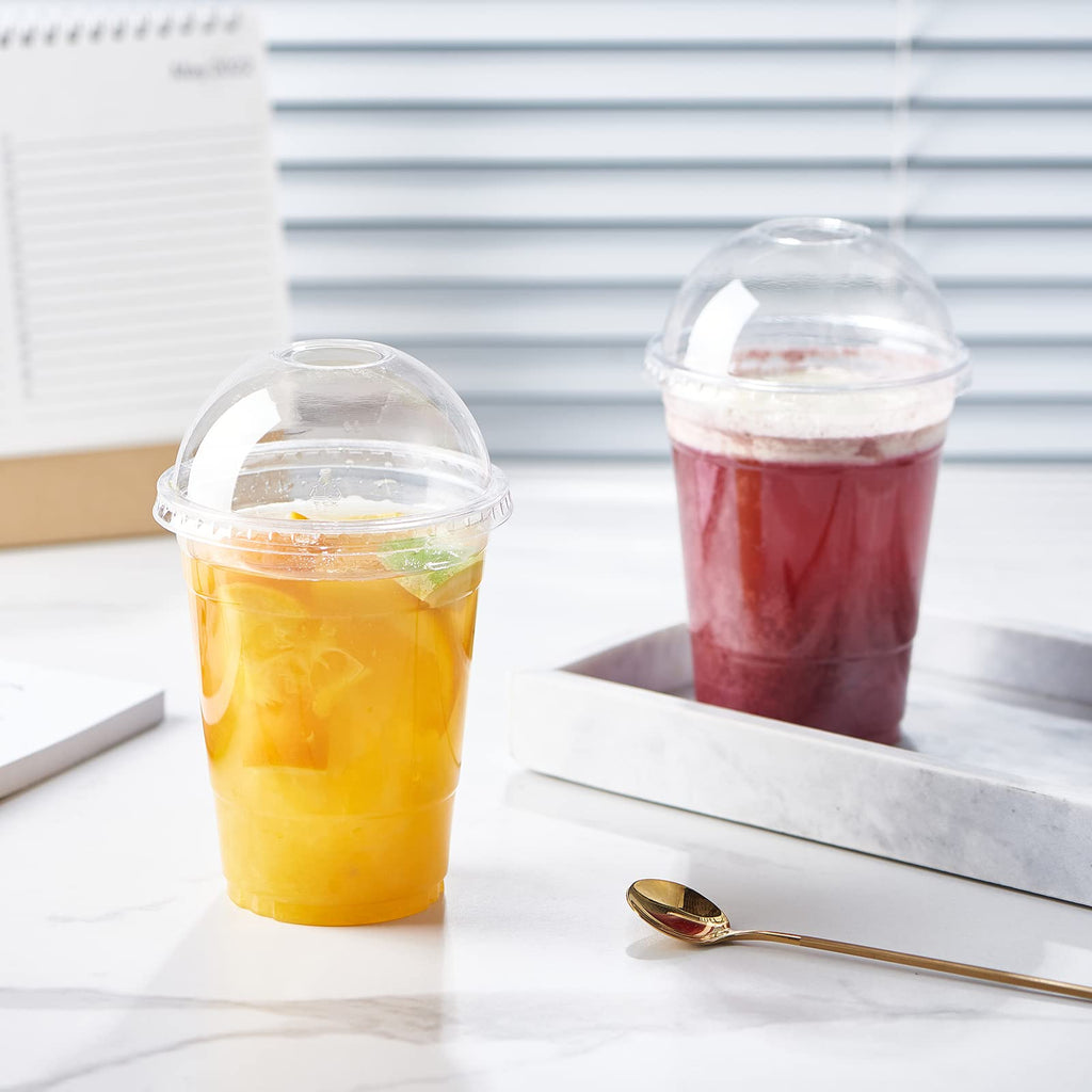Crystal Clear PET Disposable Cups with Lids for To-Go

