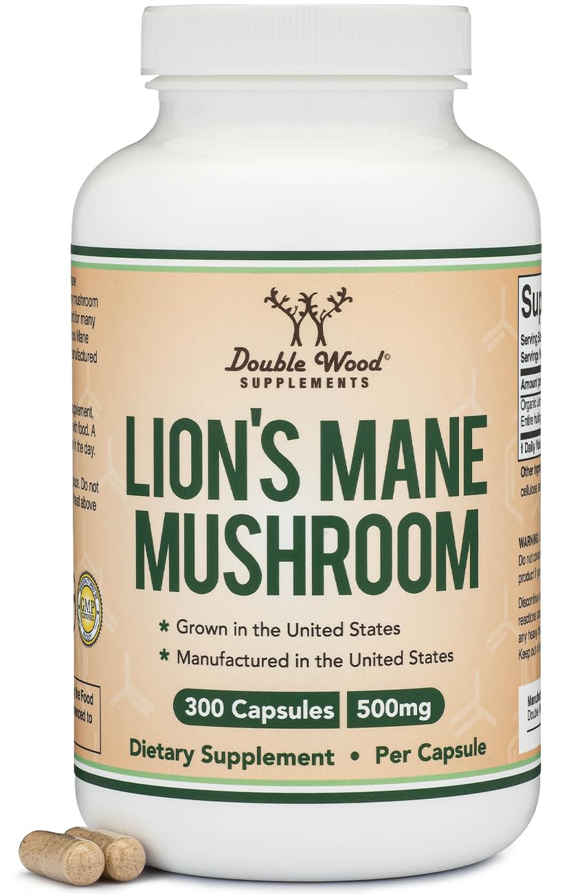Double Wood Lion’s Mane Mushroom Capsules for Focus and Immune Support