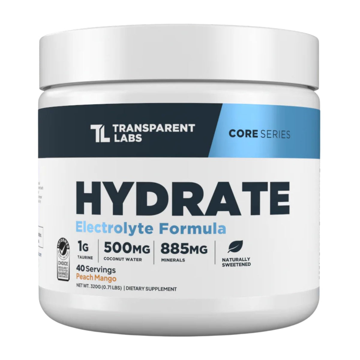 Transparent Labs Hydrate Sugar Free Electrolyte Powder for Hydration