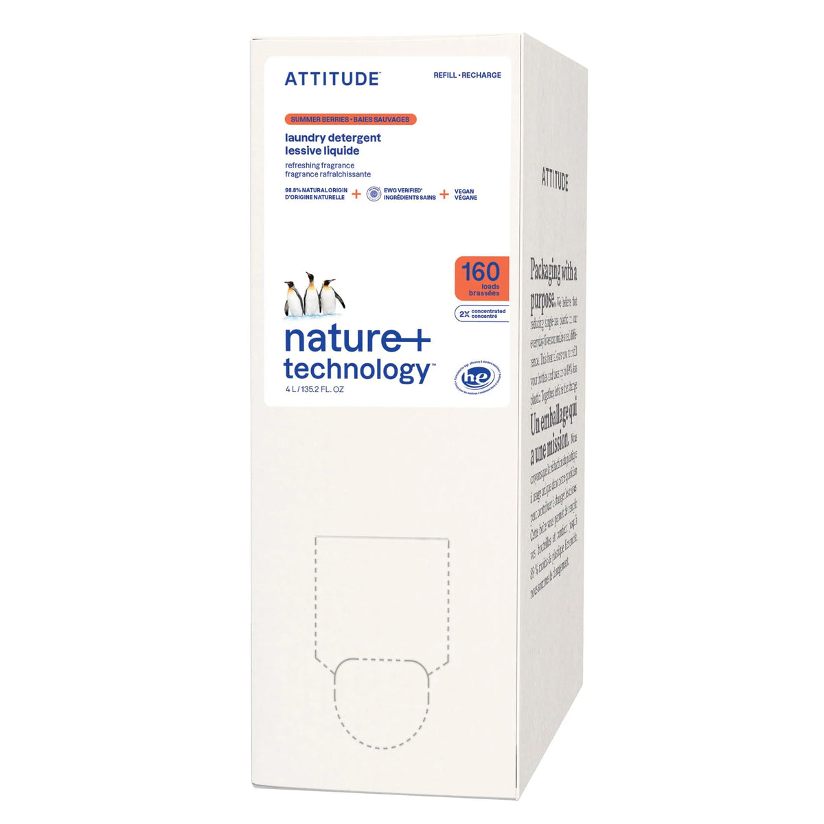 ATTITUDE Liquid Laundry Detergent Refill, EWG Verified, HE Compatible, Plant-Based & Vegan