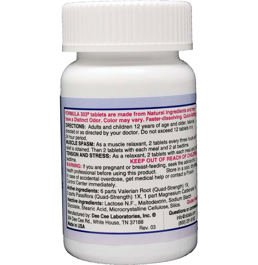 Dee Cee Labs Formula 303 Maximum Strength Herbal Tablets

