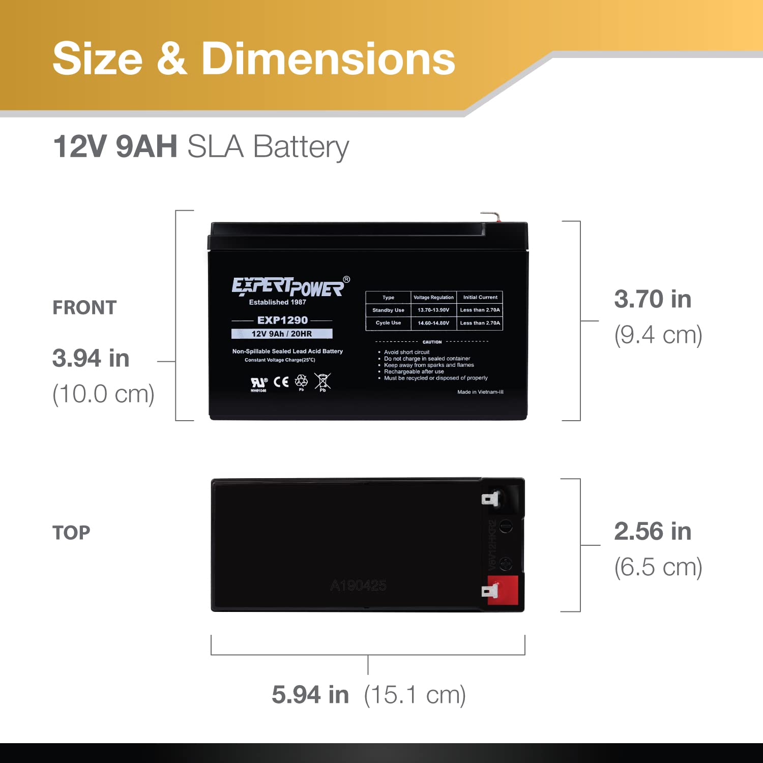 ExpertPower EXP1290 AGM Rechargeable Battery


