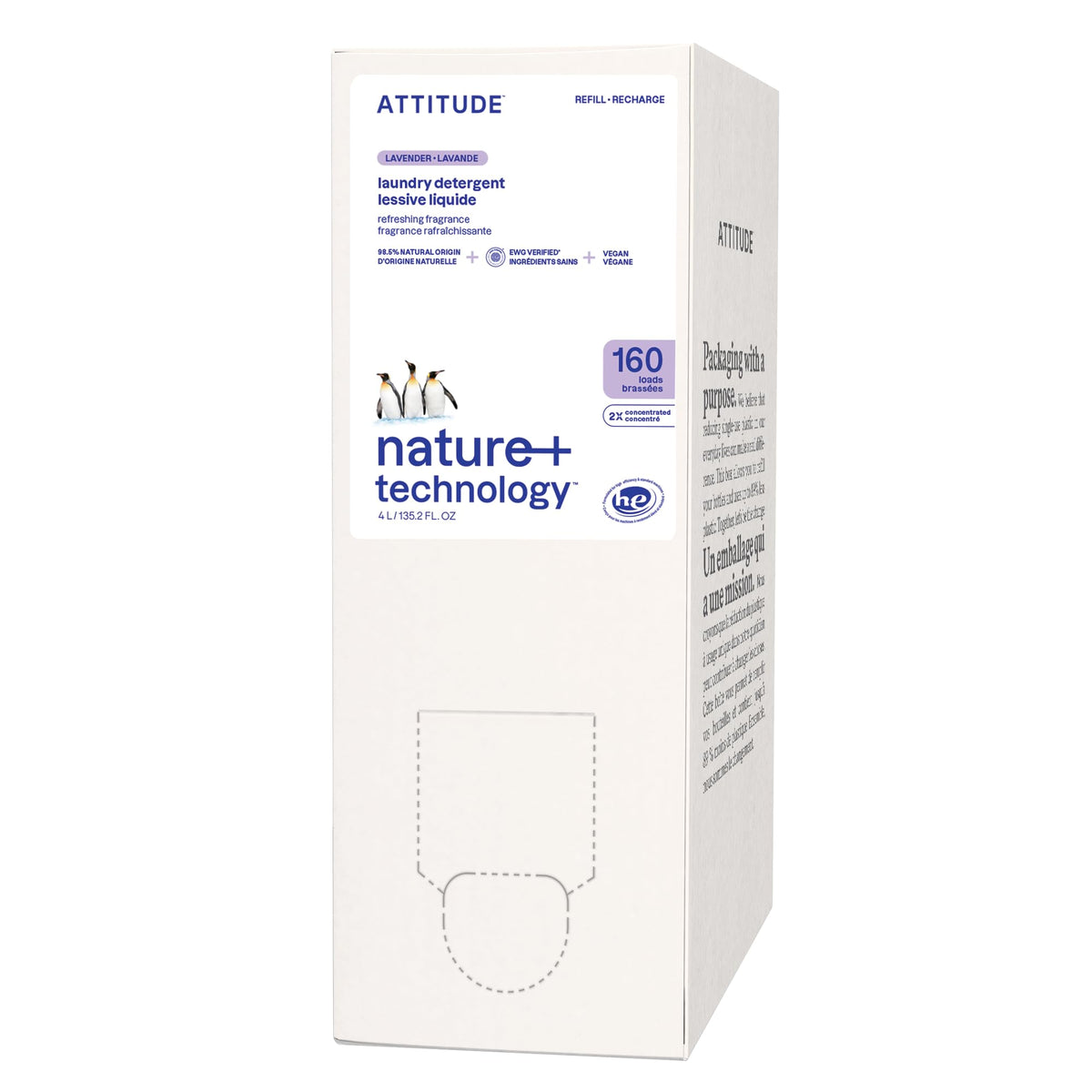 ATTITUDE Liquid Laundry Detergent Refill, EWG Verified, HE Compatible, Plant-Based & Vegan