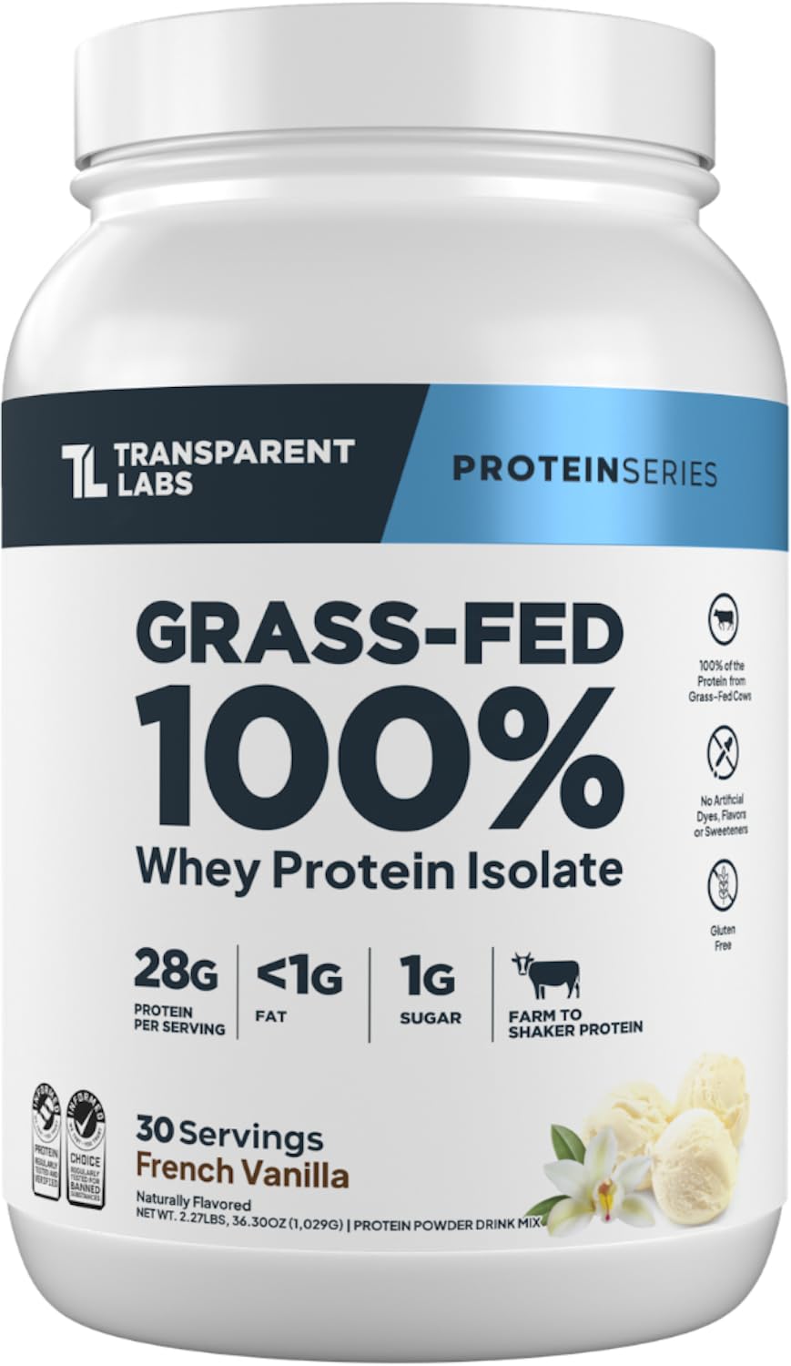 Whey Protein Isolate by Transparent Labs - 28g Protein

