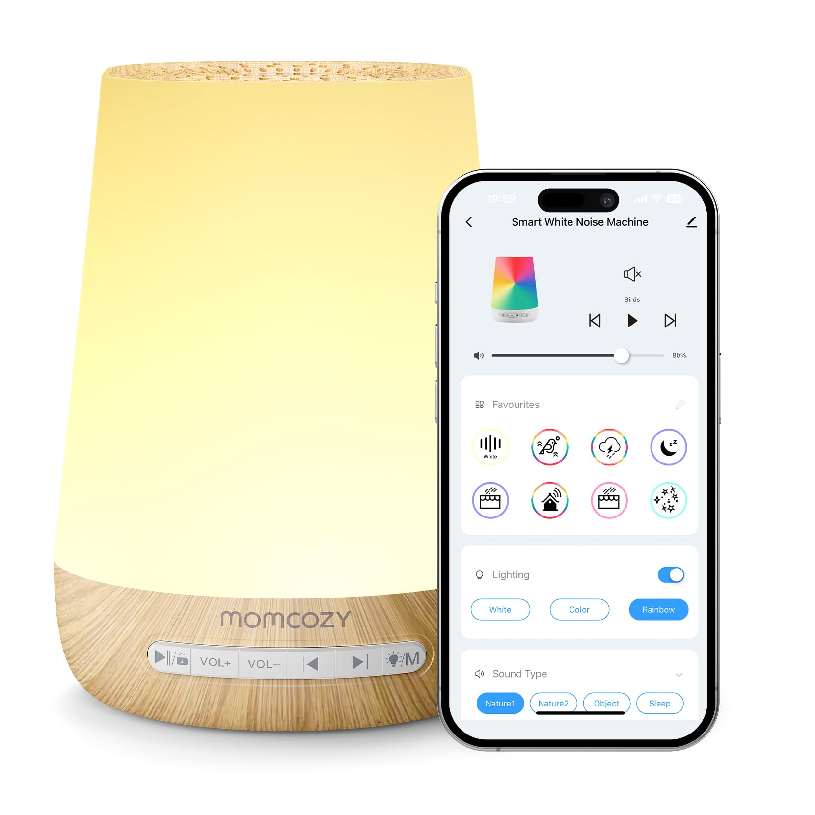Momcozy Baby Sound Machine with Night Light and App Control